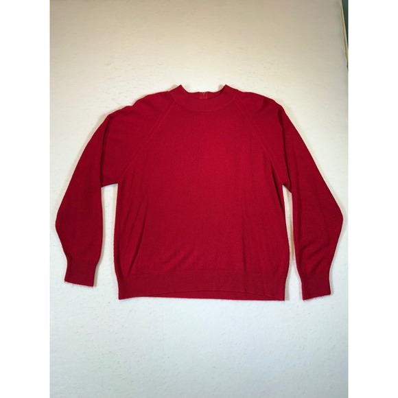 Sweaters - Bright Red Mock Neck Sweater Long Sleeve Pullover Top Women